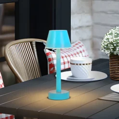 Lindby Dekorationsbelysning|Terrassebelysning>LED genopladelig lampe Gaja, blå, USB, IP44, RGBW, dæmpbar