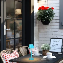 Lindby Dekorationsbelysning|Terrassebelysning>LED genopladelig lampe Gaja, blå, USB, IP44, RGBW, dæmpbar