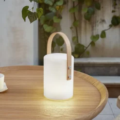 LED genopladelig udendørs bordlampe Juria, hvid, CCT, IP44^Lindby Best