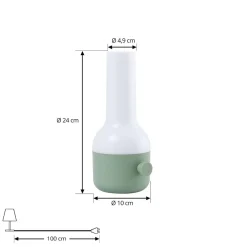 Lindby LED genopladelig udendørs bordlampe Isaline, grøn, dæmpbar
