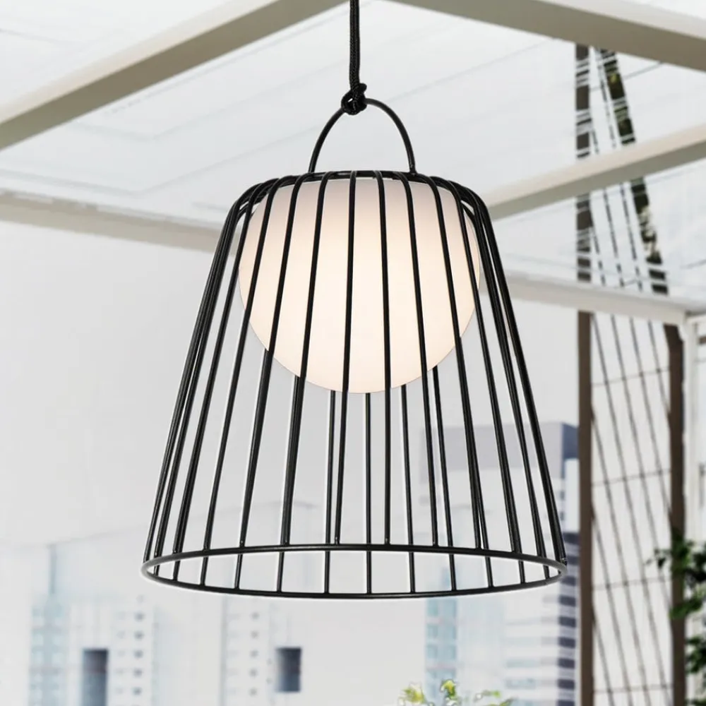 LED genopladelig udendørs pendel Levino, sort, metal^Lindby Clearance