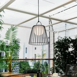 LED genopladelig udendørs pendel Levino, sort, metal^Lindby Clearance