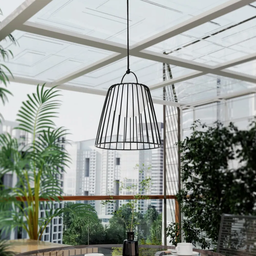 LED genopladelig udendørs pendel Levino, sort, metal^Lindby Clearance