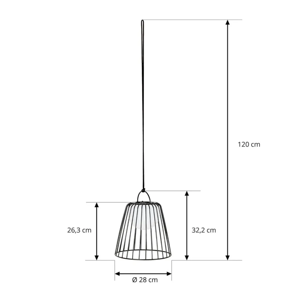 LED genopladelig udendørs pendel Levino, sort, metal^Lindby Clearance