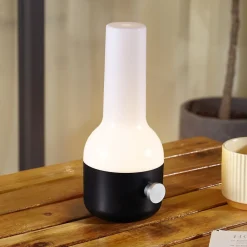 Lindby Dekorationsbelysning|Terrassebelysning>LED genopladelig udendørs bordlampe Isaline, sort, dæmpbar