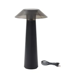 LED genopladelig udendørs bordlampe Gomba, sort, dæmpbar^Lindby Online