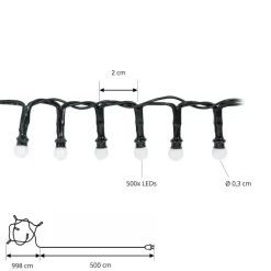 LED lyskæde Miyu, RGB, timer, 15 m, IP44^Lindby Discount