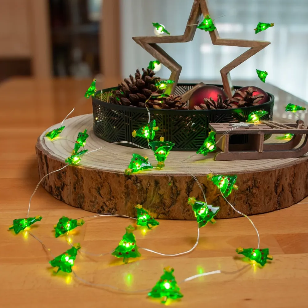 Lindby LED lyskæde Motje, juletræer, 320 cm, IP20