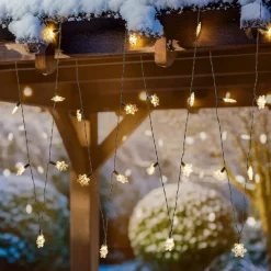 Lindby Dekorationsbelysning|Julepynt>LED lyskæde Parrik, snefnug, 620 cm, IP44