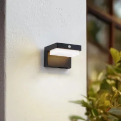 Lindby LED solcellelampe Eleazar, sort, sensor, dæmpbar