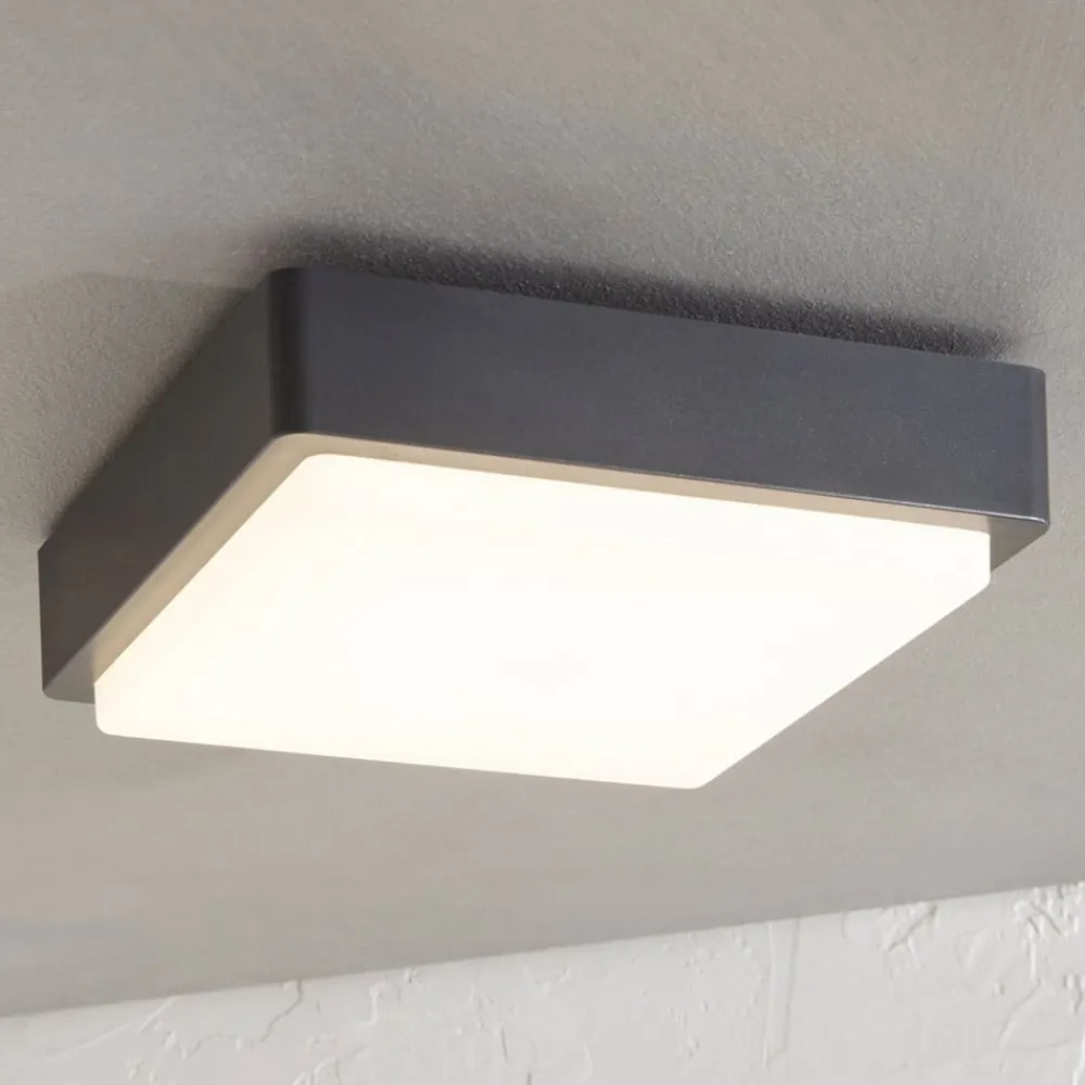 Lindby Udendørs Loftlamper>LED udendørs loftlampe Nermin, 22 cm, IP65, kantet