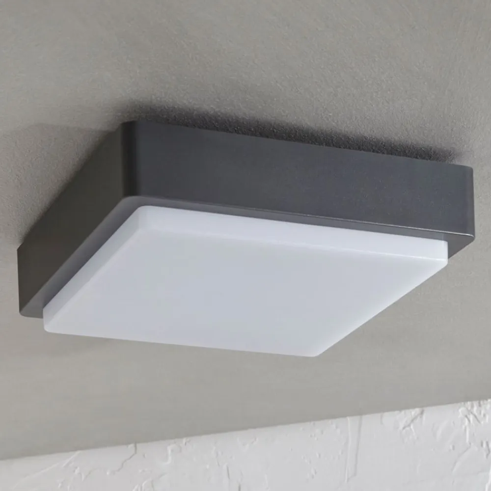 Lindby Udendørs Loftlamper>LED udendørs loftlampe Nermin, 22 cm, IP65, kantet