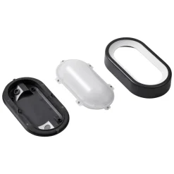 Lindby LED udendørs loftlampe Niniel, sort, 24 x 14 cm