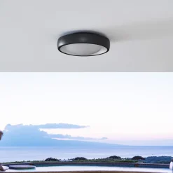 Lindby Udendørs Loftlamper>LED udendørs loftlampe Niniel, sort, Ø 25 cm