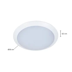 Lindby LED udendørs loftlampe Naira, hvid, sensor, 30 cm, IP65