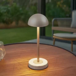 LED-batteridrevet bordlampe Pippin, guld/travertin, IP44^Lindby Discount