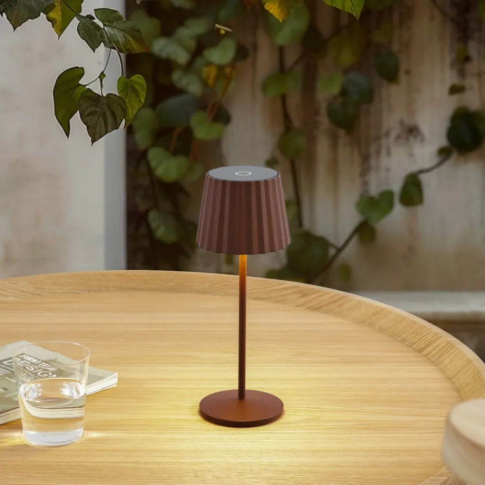 LED-batteridrevet bordlampe Esali, rustbrun, IP65^Lindby Clearance