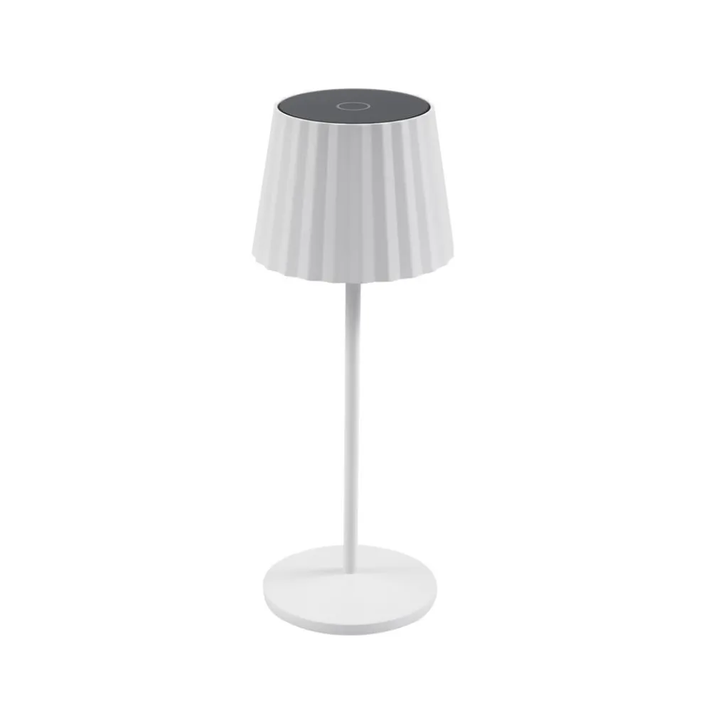Lindby Dekorationsbelysning>LED-batteridrevet bordlampe Esali, hvid, riller, 29 cm