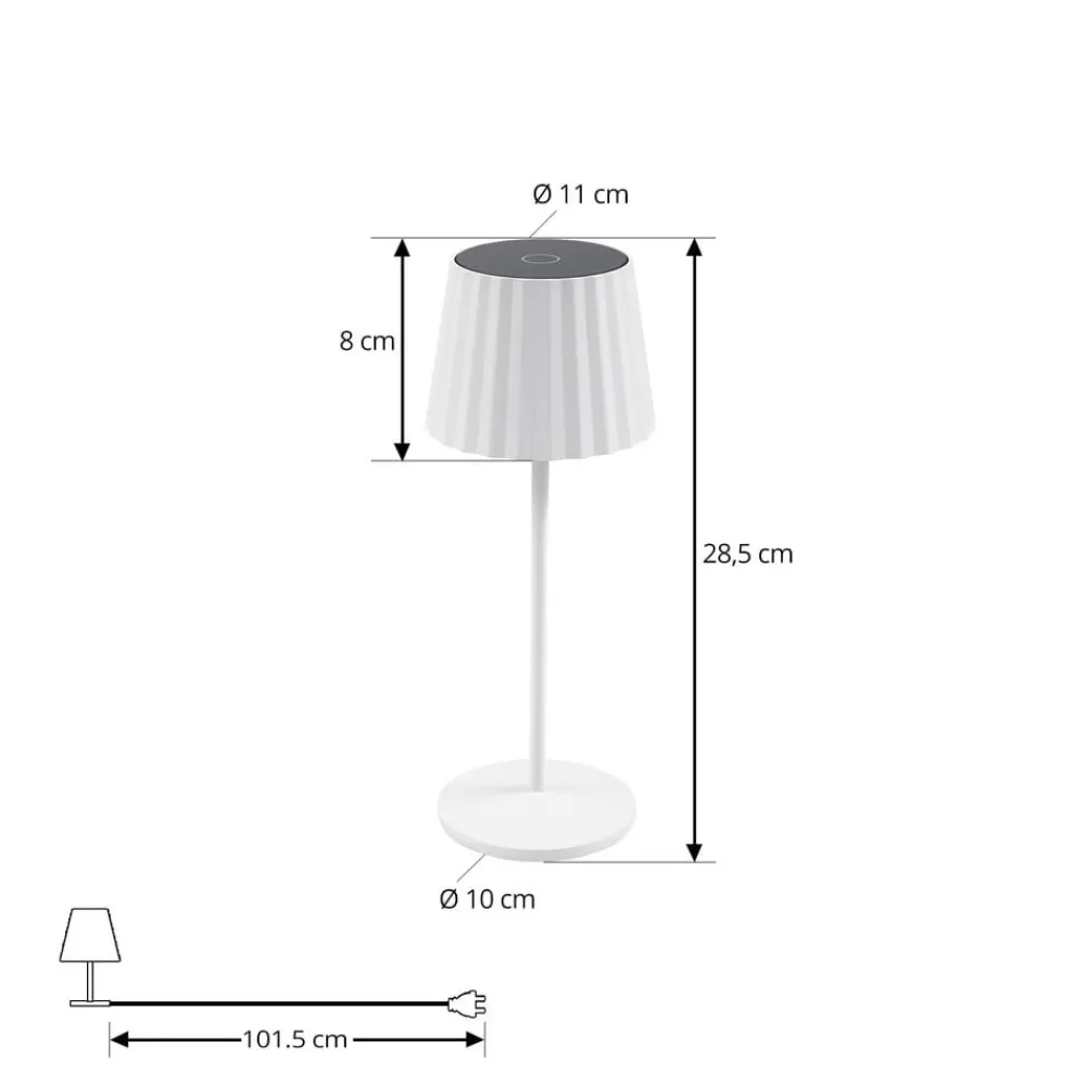 Lindby Dekorationsbelysning>LED-batteridrevet bordlampe Esali, hvid, riller, 29 cm
