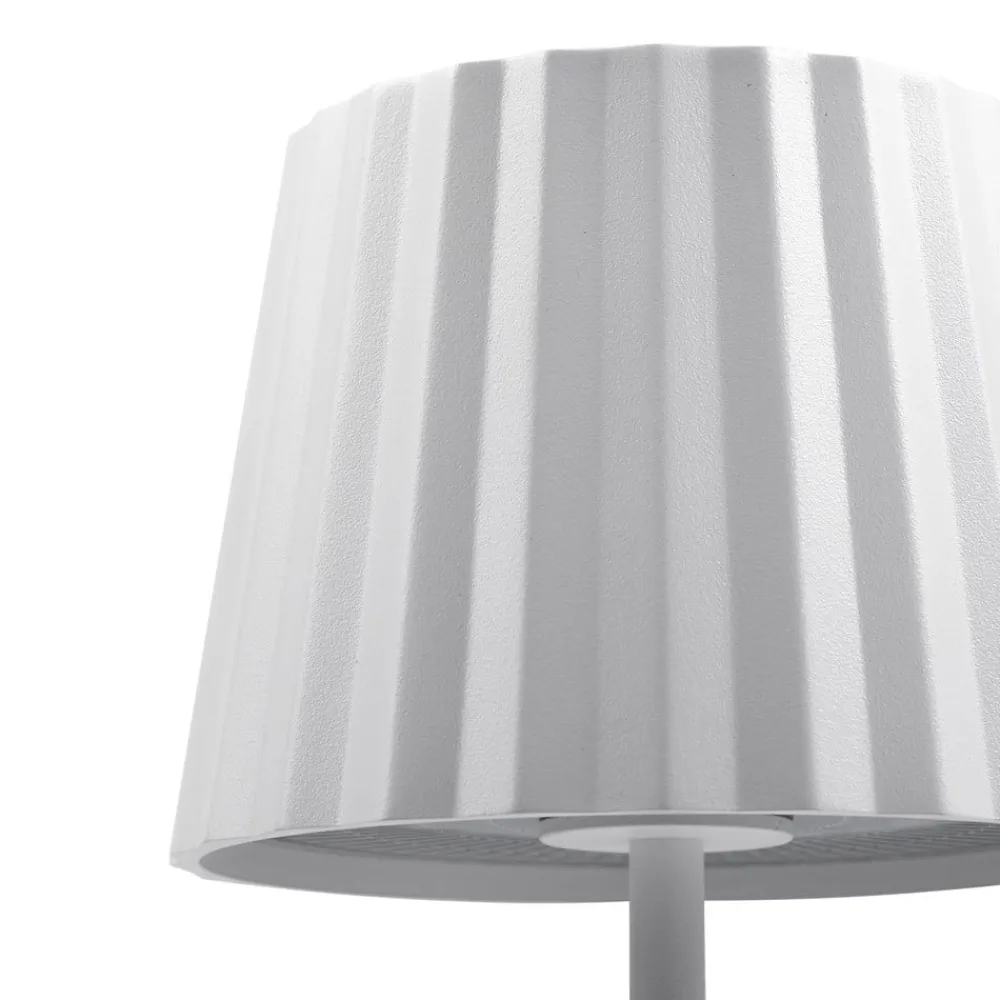 Lindby Dekorationsbelysning>LED-batteridrevet bordlampe Esali, hvid, riller, 29 cm