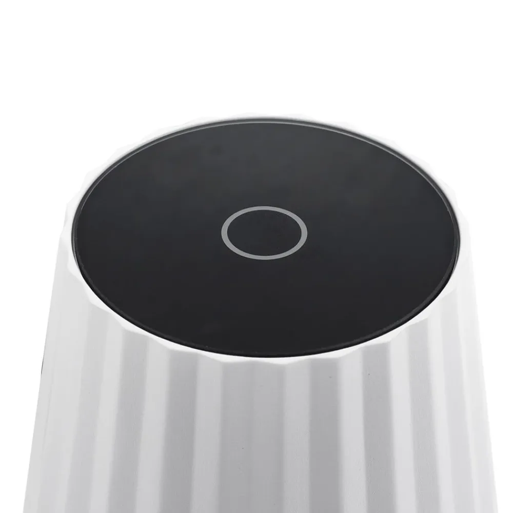 Lindby Dekorationsbelysning>LED-batteridrevet bordlampe Esali, hvid, riller, 29 cm