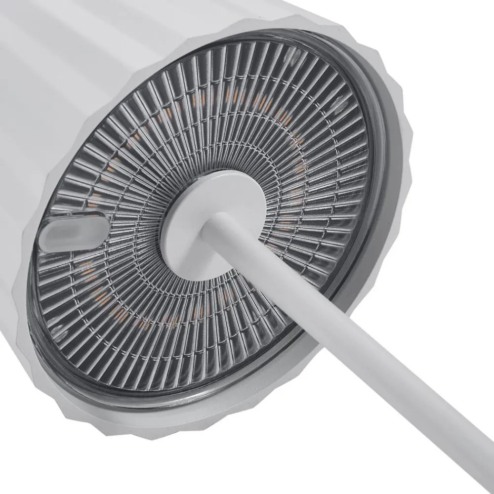 Lindby Dekorationsbelysning>LED-batteridrevet bordlampe Esali, hvid, riller, 29 cm
