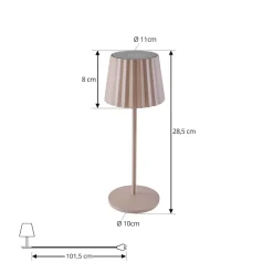 Lindby LED-batteridrevet bordlampe Esali, beige, metal, IP65