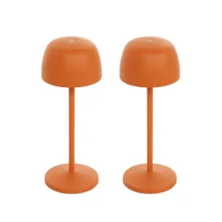 Lindby LED-bordlampe Areitty, orange, sæt med 2, aluminium