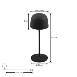 LED-bordlampe Arietty, sort, dæmpbar, IP65^Lindby Clearance