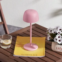 Lindby LED-bordlampe Arietty, pink, dæmpbar, IP54