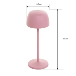 Lindby LED-bordlampe Arietty, pink, dæmpbar, IP54