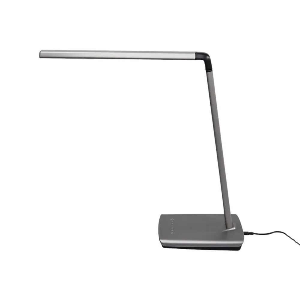 LED-bordlampe Kuno, grå, USB, touch-dæmper^Lindby New
