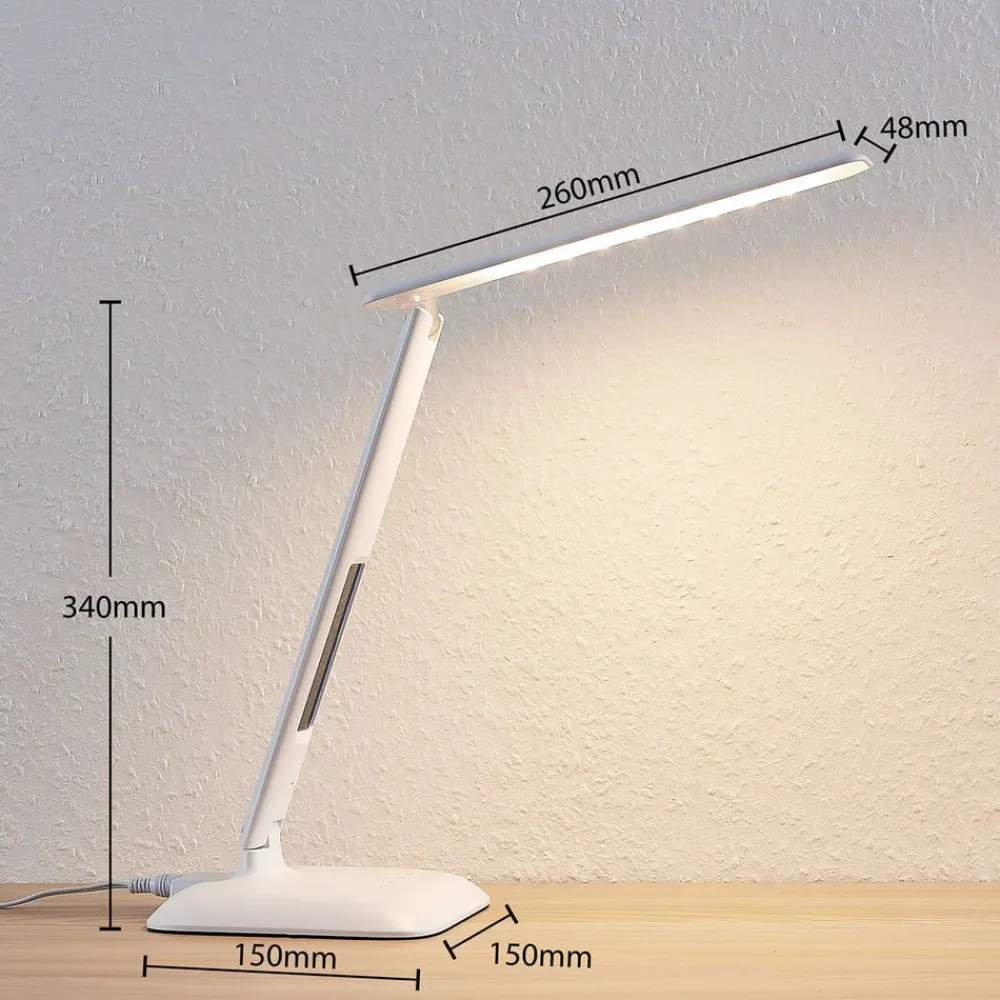 Lindby Arbejdsrum/Kontor|Bordlamper>LED-bordlampe Ludmilla, højde 34 cm, hvid, display