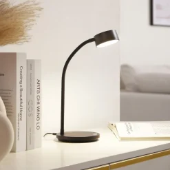 Lindby LED-bordlampe Maori, sort, CCT, metal, dæmpbar