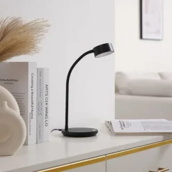 Lindby LED-bordlampe Maori, sort, CCT, metal, dæmpbar