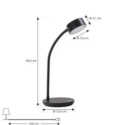 Lindby LED-bordlampe Maori, sort, CCT, metal, dæmpbar