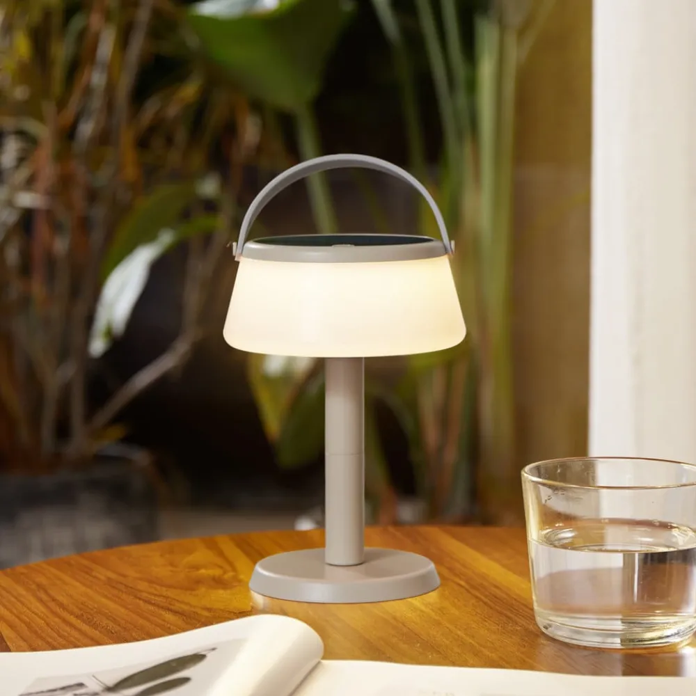 LED-bordlampe Mikkel, beige, dæmpbar, 7 cm^Lindby Online