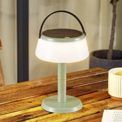 Lindby Dekorationsbelysning|Solcellelamper>LED-bordlampe Mikkel, grøn, dæmpbar