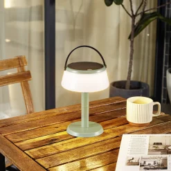 Lindby Dekorationsbelysning|Solcellelamper>LED-bordlampe Mikkel, grøn, dæmpbar