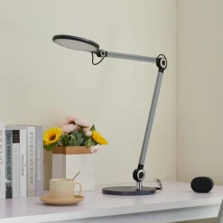 LED-bordlampe Nyxaris, grå, metal, CCT, 50 cm^Lindby Hot