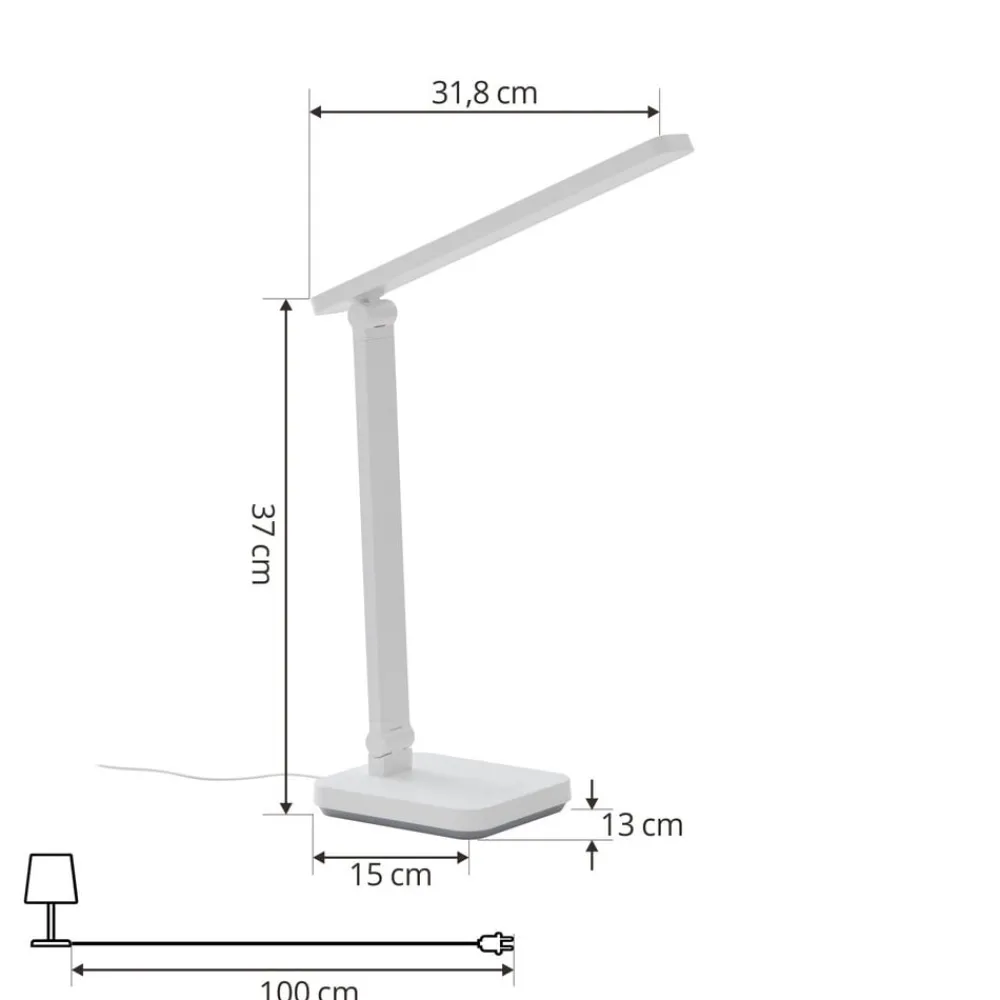 Lindby Arbejdsrum/Kontor>LED-bordlampe Rylas, hvid, USB, CCT
