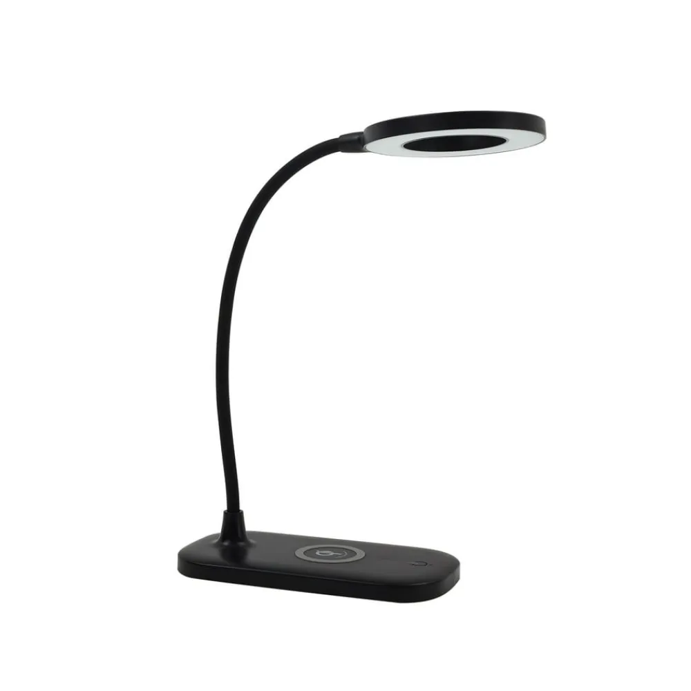 Lindby Arbejdsrum/Kontor|Bordlamper>LED-bordlampe Siona sort CCT dæmpbar ladestation