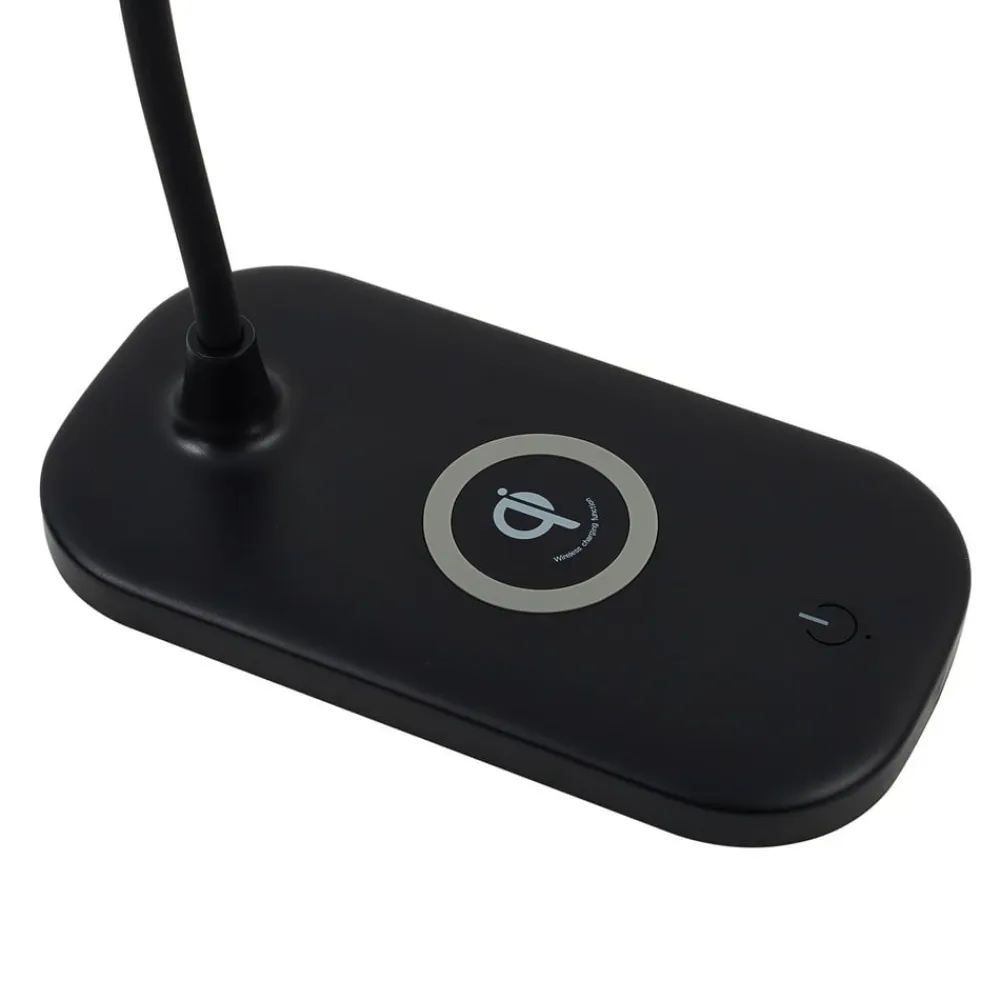 Lindby Arbejdsrum/Kontor|Bordlamper>LED-bordlampe Siona sort CCT dæmpbar ladestation