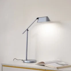 LED-bordlampe Thies, grå, ABS, højde 78 cm, dæmpbar^Lindby Discount