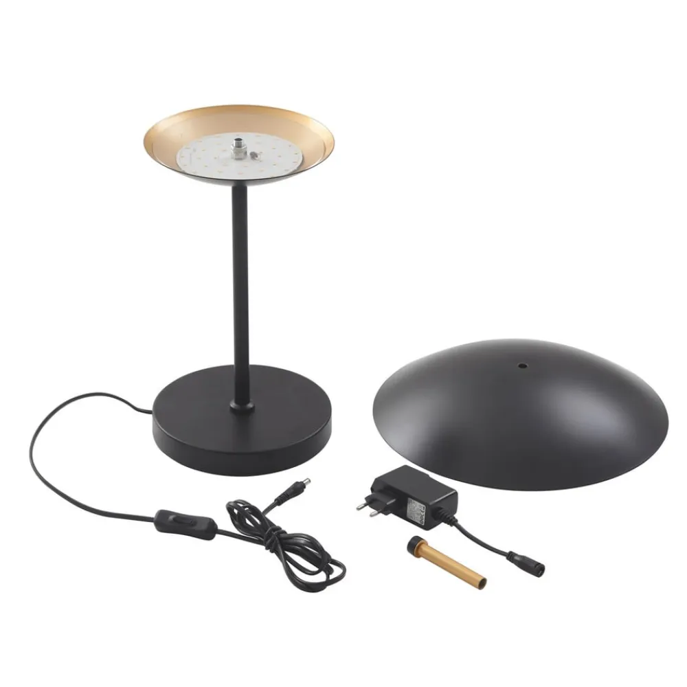 Lindby Pendellamper|Bordlamper>LED-bordlampe Tiama, metal, sort/guld, Ø 30 cm