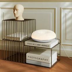 LED-bord-/væglampe Fjora, hvid/krom, Ø 30 cm, dæmpbar^Lindby Best