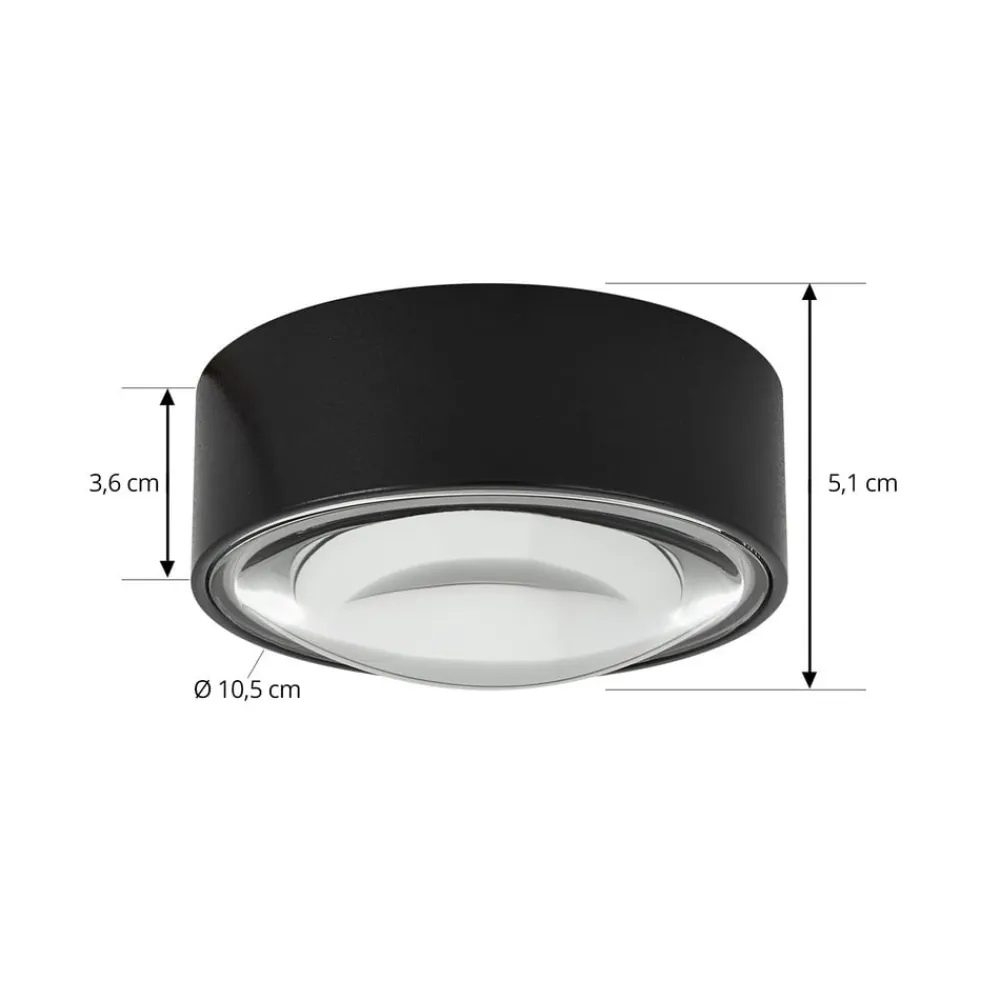 Lindby LED-downlight Siaka, sort, metal, Ø 5 cm, IP65