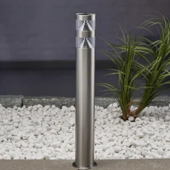 Lindby LED-gadelampe Lanea, 60 cm, grå, stål, IP44