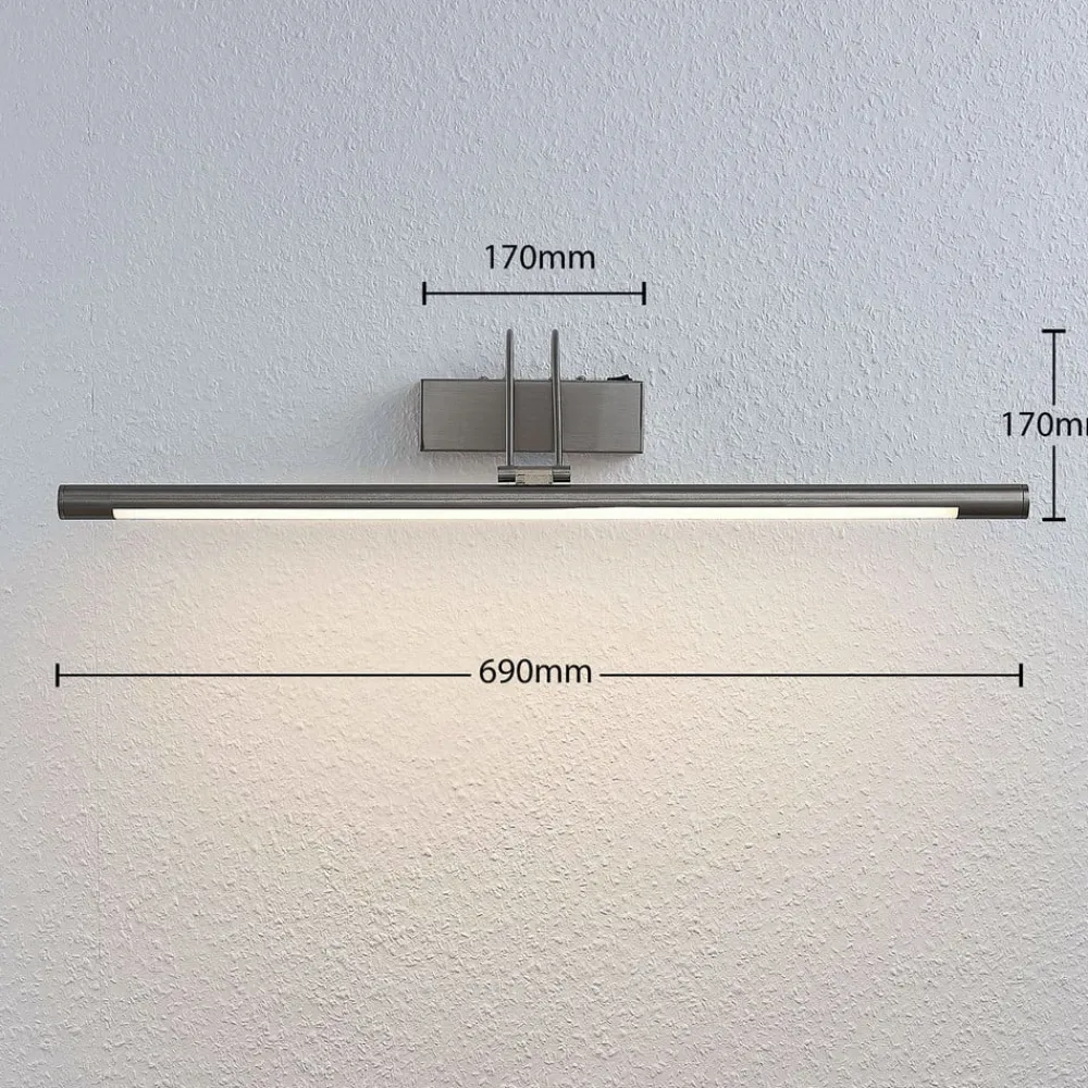 Lindby Gang|Pendellamper>LED-gallerilampe Mailine, 69 cm, nikkel, afbryder