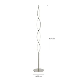 Lindby LED-gulvlampe Auron, nikkelfarvet, metal, touchdæmper